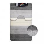 Коврик в ванную СИЛЬВЕР двойной, СЕРЫЙ, полосы, 60х100 + 50х60 см, 100% полиэстер.