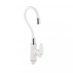 Смеситель для кухонной мойки, с гибким изливом, корпус из высокопрочного АБС пластика, цвет БЕЛЫЙ.