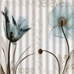 Штора с рисунком МАКИ, в ванную комнату, без колец - полиэстэр