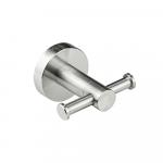 Крючок двойной, из нержавеющей стали, с круглым основанием, цвет САТИН.