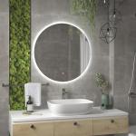 Зеркало круглое Ø800 мм, сенсорное, с внутренней ЛЭД подсветкой, ореольное свечение.