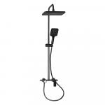 Смеситель + стойка душевая "тропический душ" с двумя лейками, прямоугольный алюминиевый корпус, цвет ГРАФИТ.