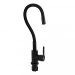 Смеситель для кухни, гибкий ЧЕРНЫЙ излив, из нержавеющей стали марки 304, цвет корпуса ЧЕРНЫЙ.