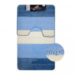 Коврик в ванную SILVER двойной, СИНИЙ, полосы, 60х100 + 50х60 см, 100% полиэстер.