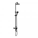 Смеситель + стойка душевая "тропический душ", с двумя круглыми лейками, из нержавеющей стали марки 304, цвет ЧЕРНЫЙ.