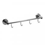 Вешалка с четырьмя крючками прямая, на круглом основании, цвет ХРОМ.