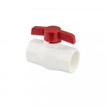 Кран шаровый 1 1/2" г/г, резьбовой, ручка-бабочка, из ПВХ (PVC-U) пластика, в пакете, цвет БЕЛЫЙ.