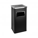 Урна с пепельницей прямоугольная, из нержавеющей стали SUS 410, Ш-30см, В-61см, Г-24см,  40л, с пластиковым ведром 15л, цвет ЧЁРНЫЙ.