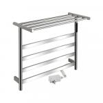 Полотенцесушитель электрический, 510 х 575 х 220 мм, лесенка на 4 перекладины с полкой, 75 W, из нержавеющей стали, сенсорное управление с таймером до 24 часов, цвет ХРОМ.