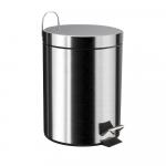 Ведро из нержавеющей стали, с педалью, круглое, 5 литров, крышка микролифт, цвет ХРОМ.