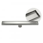 Трап линейный 500 х 70 мм, нержавеющая сталь, вертикальный выпуск 50 мм, крышка литая, двухсторонняя, с возможностью вставки плитки, с гидрозатвором, цвет САТИН.