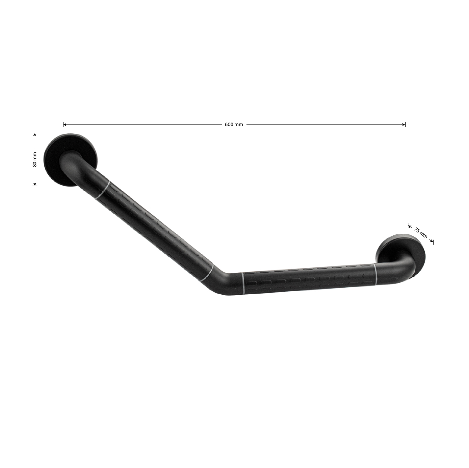 BRIMIX - Поручень - ручка угловой, универсальный из нержавеющей стали и АБС пластика черного цвета