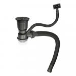 Сифон для мойки, большая горловина с переливом, ГРАФИТ, с отводом под сливной шланг и со съёмной корзинкой для мусора