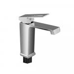 Смеситель для раковины, шаровый, квадратный корпус, ручка с прорезью, цвет ХРОМ.