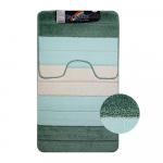Коврик в ванную SILVER двойной, БИРЮЗОВЫЙ, полосы, 60х100 + 50х60 см, 100% полиэстер.