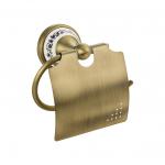 Держатель туалетной бумаги с экраном, с керамической вставкой с орнаментом, цвет БРОНЗА.