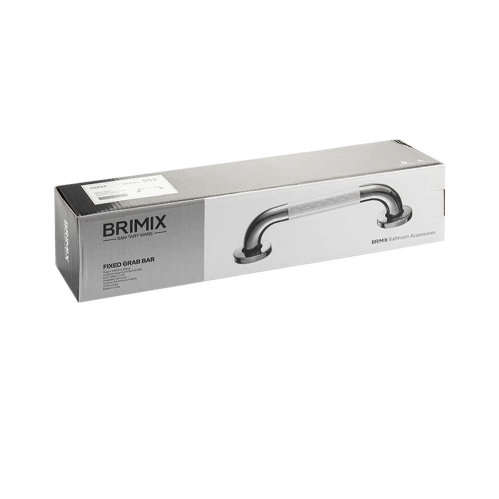 BRIMIX - Поручень - ручка прямой, универсальный из нержавеющей стали хромированный с белыми вставками АБС пластика