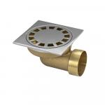 Трап латунный 100х100 мм, выход 50 мм, горизонтальный, нижняя часть - бронза