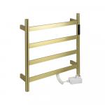 Полотенцесушитель электрический, 475 х 505 х 90 мм, лесенка 4 перекладины, 75 Вт, из нержавеющей стали, сенсорное управление с таймером до 24 часов, цвет матовое ЗОЛОТО.