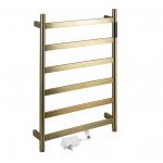 Полотенцесушитель электрический, 480 х 730 х 90 мм, лесенка 6 перекладин, 75 W, из нержавеющей стали, сенсорное управление с таймером до 24 часов, цвет матовое ЗОЛОТО.