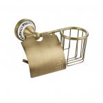 Держатель освежителя воздуха и туалетной бумаги с экраном, с керамической вставкой с орнаментом, цвет БРОНЗА.