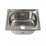 Мойка кухонная врезная 38 х 33 см, толщина 0,6 мм, глубина 160 мм, в комплекте гофросифон и крепления, цвет ХРОМ.