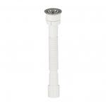 Гофросифон - механический, белый пластик АБС, с верхней частью из нержавеющей стали