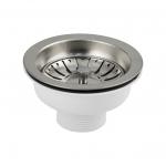 Выпуск для кухонной мойки с горловиной 90 мм, 110 х40, из АБС пластика, с хромированной сеткой.