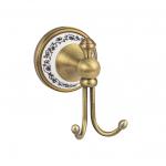 Крючок двойной на основании, с керамической вставкой с орнаментом, цвет БРОНЗА.