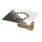 Трап латунный 150х150 мм, выход 50 мм, горизонтальный, нижняя часть-бронза