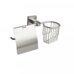 Держатель освежителя воздуха и туалетной бумаги с экраном, из нержавеющей стали, с квадратным основанием, цвет САТИН.