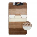 Коврик в ванную SILVER двойной, КОРИЧНЕВЫЙ, полосы, 60х100 + 50х60 см, 100% полиэстер.