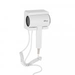 Фен для волос в ванную комнату, с боковым креплением, 1600Вт, горячий + холодный поток воздуха, цилиндрический корпус из высокопрочного АБС пластика, цвет БЕЛЫЙ.