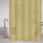 Штора для ванной комнаты, БЕЖЕВАЯ матовая, рельефная, с  кольцами, 180 х180 см, ПЕВА