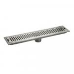 Трап линейный 500 х 100 мм, вертикальный выпуск, с сухим мембранным клапаном, из нержавеющей стали, цвет САТИН.