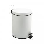 Ведро из нержавеющей стали, с педалью, круглое, 5 литров, цвет БЕЛЫЙ.