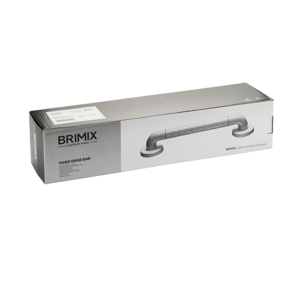 BRIMIX - Поручень - ручка прямой, универсальный из нержавеющей стали и АБС пластика с белым покрытием