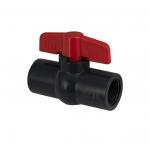 Кран шаровый 3/4" г/г, резьбовой, ручка-бабочка, из ПВХ (PVC-U) пластика, цвет СЕРЫЙ.