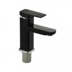 Смеситель на раковину, шаровый, из высокопрочного пластика АБС, квадратный корпус, модель Элегант, цвет ЧЁРНЫЙ.