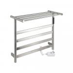 Полотенцесушитель электрический, 510 х 575 х 220 мм, лесенка на 4 перекладины с полкой, 75 Вт, из нержавеющей стали, сенсорное управление с таймером до 24 часов, цвет САТИН.