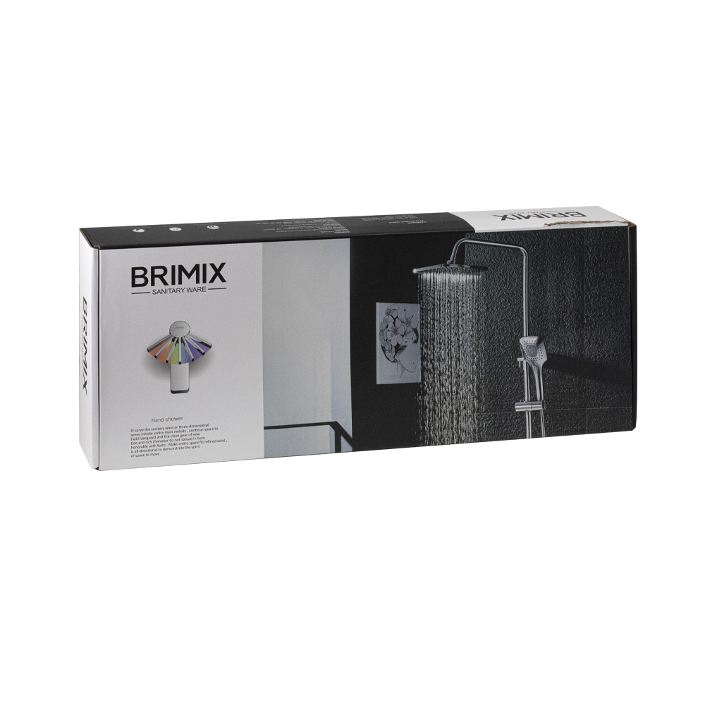 BRIMIX - Смеситель + стойка душевая "тропический душ" с двумя лейками, чёрного цвета
