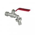 Кран водоразборный 1/2", ручка "рычаг" красная.