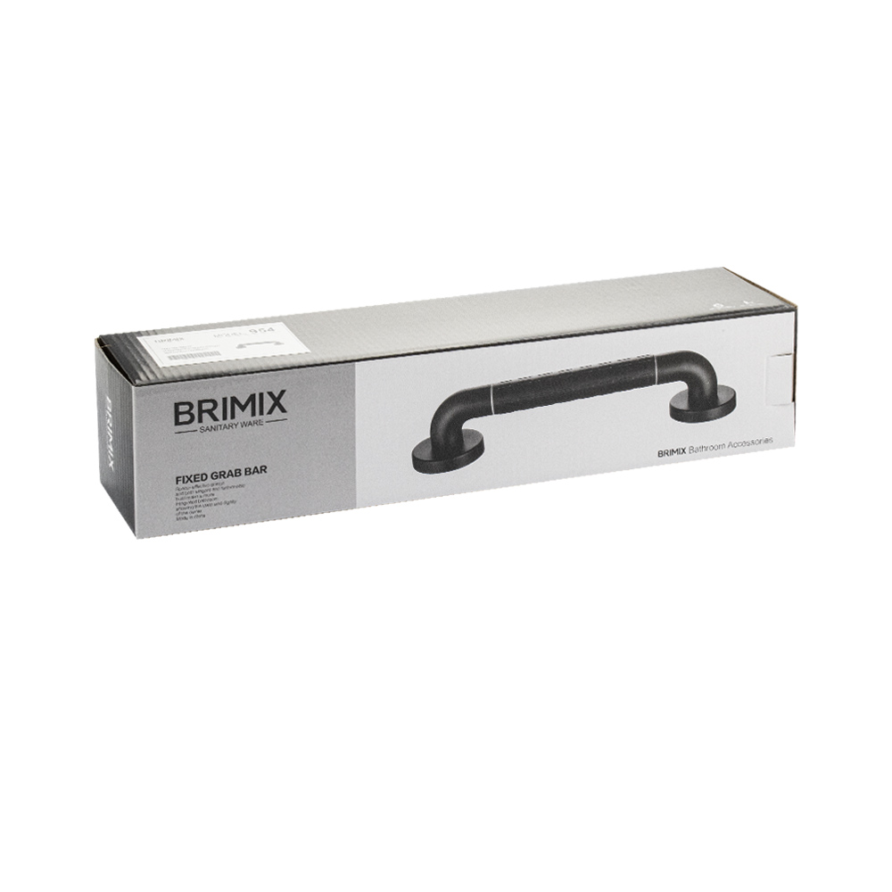 BRIMIX - Поручень - ручка прямой, универсальный из нержавеющей стали и АБС пластика с чёрным покрытием