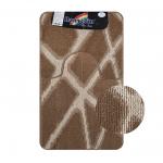 Коврик в ванную CROSS-LOOP, двойной, КОРИЧНЕВЫЙ, клетка, 500х800, 500х400 мм,100% полиэстер