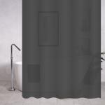 Штора для ванной комнаты, ГРАФИТ матовая, рельефная, с  кольцами, 180 х180 см.  ПЕВА