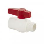 Кран шаровый 1" г/ш, резьбовой, ручка-рычаг, из ПВХ (PVC-U) пластика, цвет БЕЛЫЙ.
