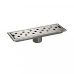 Трап линейный 300 х 100 мм, вертикальный выпуск, с сухим мембранным клапаном, из нержавеющей стали, цвет САТИН.