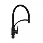 Смеситель для кухни, гибкий чёрный излив с фиксацией, корпус из нержавеющей стали марки SUS 304, цвет ЧЁРНЫЙ.