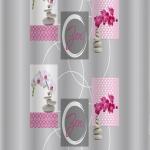 Штора с рисунком, ZEN РОЗОВАЯ, в ванную комнату, без колец, полиэстэр