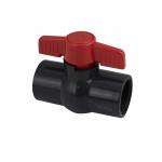 Кран шаровый 1 1/4" г/г, резьбовой, ручка-бабочка, из ПВХ (PVC-U) пластика, цвет СЕРЫЙ.
